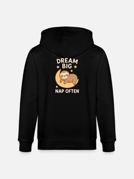 Sloth - Dream Big - Stanley/Stella CULTIVATOR  Unisex Organic Hooded Jacket - black