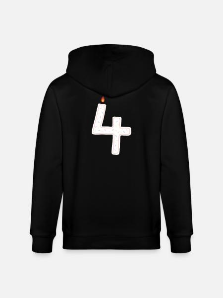 Festive Number Four Candle Design - Stanley/Stella CULTIVATOR  Unisex Organic Hooded Jacket - black