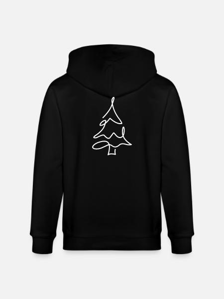 Christmas Tree Sketch – Christmas Motif - Stanley/Stella CULTIVATOR  Unisex Organic Hooded Jacket - black