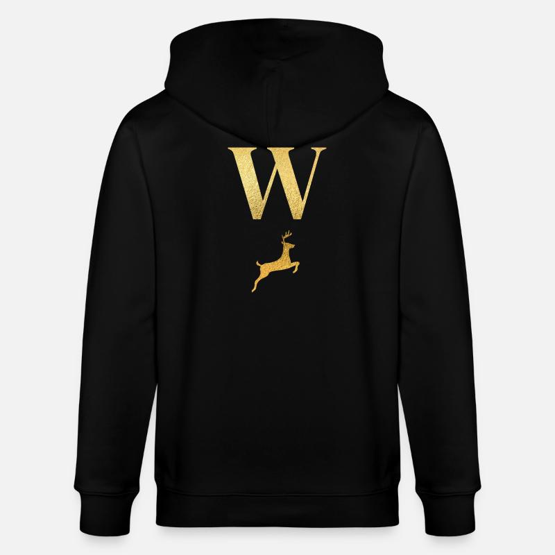 Buchstabe w Goldener Hirsch - Geschenkidee - Stanley/Stella Unisex Bio-Kapuzenjacke CULTIVATOR  - Schwarz