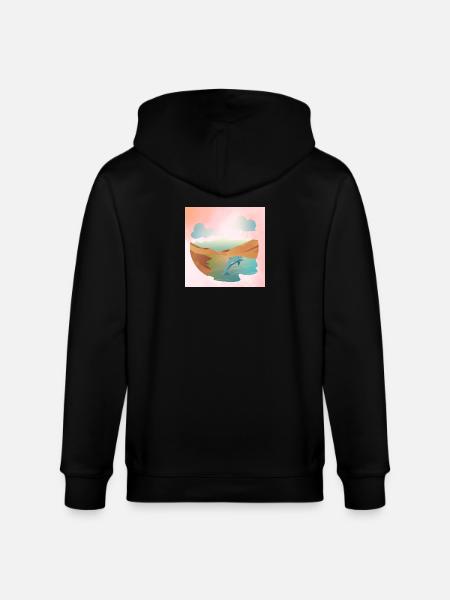 Dolphin in seascape - Stanley/Stella CULTIVATOR  Unisex Organic Hooded Jacket - black