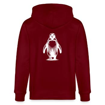 Penguin in Waddle Gang Tattoo Style - Stanley/Stella CULTIVATOR  Unisex Organic Hooded Jacket - burgundy - Back - Anna (173cm)