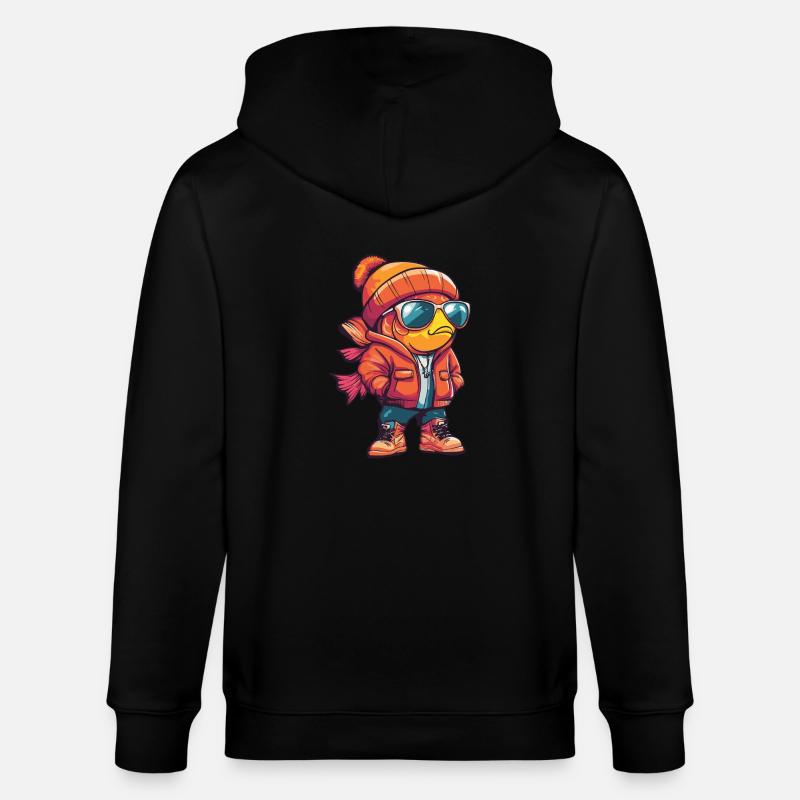 Bande dessinée d’hiver poisson rouge - Veste à capuche bio CULTIVATOR Stanley/Stella Unisexe - noir