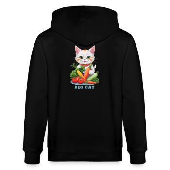 Bio Katze - Stanley/Stella Unisex Bio-Kapuzenjacke CULTIVATOR  - Schwarz - Hinten - Anna (173cm)