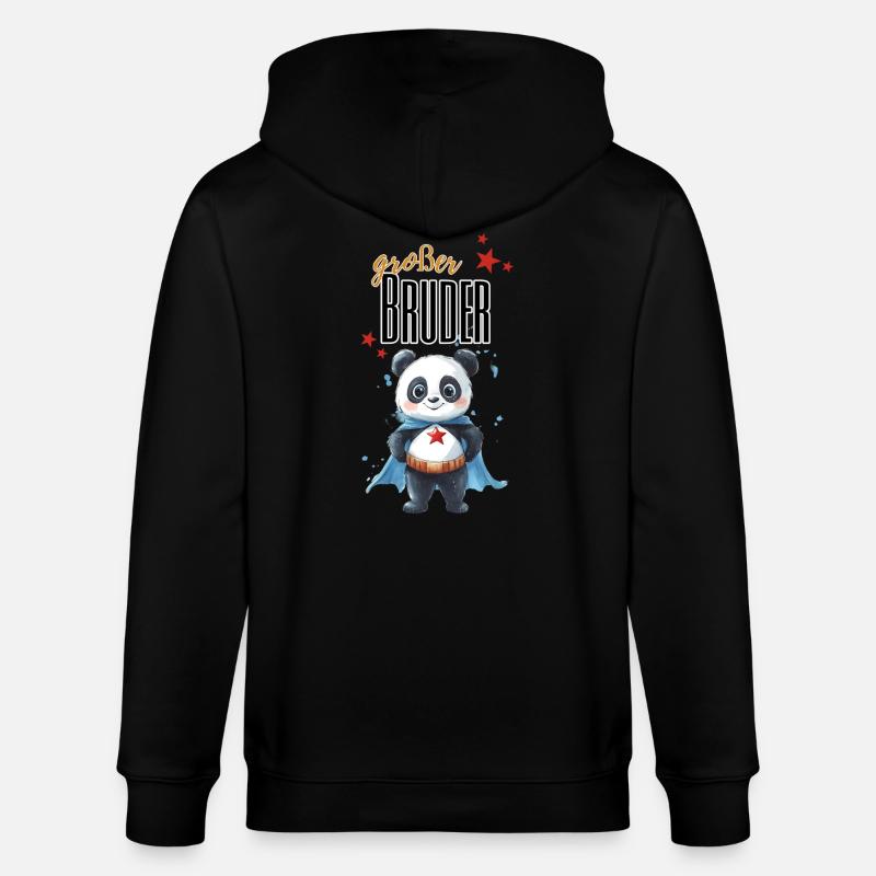 Großer Bruder Panda Superheld - Stanley/Stella Unisex Bio-Kapuzenjacke CULTIVATOR - Schwarz