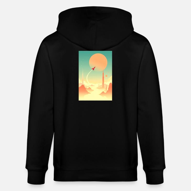 First Journeys Beyond Distant Horizons - Stanley/Stella CULTIVATOR Unisex Organic Hooded Jacket - black
