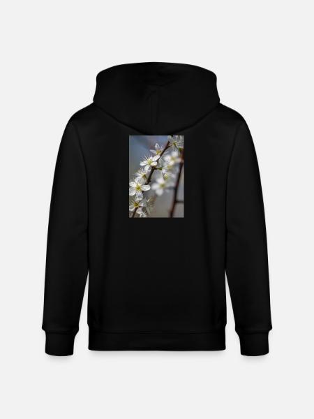Delicate white cherry blossoms in spring - Stanley/Stella CULTIVATOR Unisex Organic Hooded Jacket - black