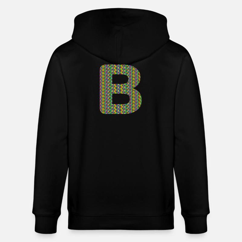Buntes Herz-B Design – Einzigartig & Stylisch! - Stanley/Stella Unisex Bio-Kapuzenjacke CULTIVATOR  - Schwarz
