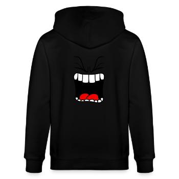 bruellen wuetend sauer mund schreien grosses maul - Stanley/Stella Unisex Bio-Kapuzenjacke CULTIVATOR  - Schwarz - Hinten - Anna (173cm)