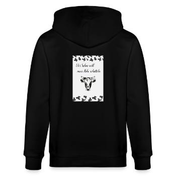 Kuh, Kühe, Milch,Sahne - Stanley/Stella Unisex Bio-Kapuzenjacke CULTIVATOR  - Schwarz - Hinten - Anna (173cm)