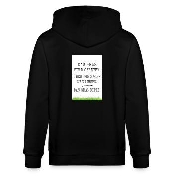 Das Gras Bitte - Stanley/Stella Unisex Bio-Kapuzenjacke CULTIVATOR  - Schwarz - Hinten - Anna (173cm)