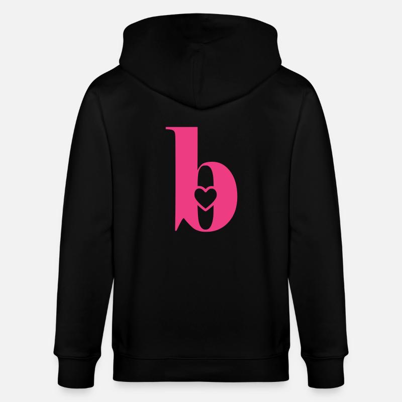 Buchstabe b Anfangsbuchstabe mit Herz - Stanley/Stella Unisex Bio-Kapuzenjacke CULTIVATOR  - Schwarz