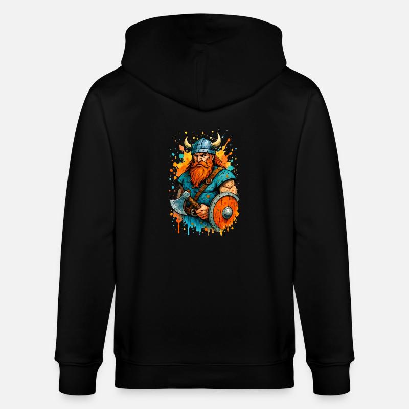 wikinger comic farbklecks - Stanley/Stella Unisex Bio-Kapuzenjacke CULTIVATOR  - Schwarz
