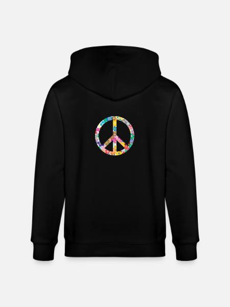 Peace Flower Idea Gift - Stanley/Stella CULTIVATOR  Unisex Organic Hooded Jacket - black