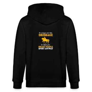 Dressur Dressurpferd Dressurreiter - Stanley/Stella Unisex Bio-Kapuzenjacke CULTIVATOR  - Schwarz - Hinten - Anna (173cm)