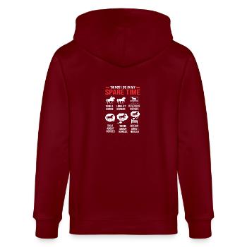 Dressur Dressurpferd Dressurreiter - Stanley/Stella Unisex Bio-Kapuzenjacke CULTIVATOR  - Burgunderrot - Hinten - Anna (173cm)