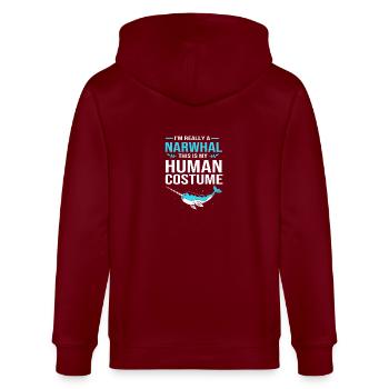 Narwal - Stanley/Stella Unisex Bio-Kapuzenjacke CULTIVATOR  - Burgunderrot - Hinten - Anna (173cm)