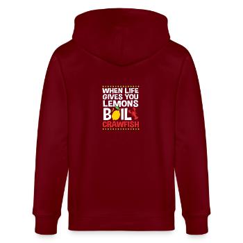 Krabbe - Stanley/Stella Unisex Bio-Kapuzenjacke CULTIVATOR  - Burgunderrot - Hinten - Anna (173cm)