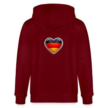 Love Germany - ideal für Aufkleber - Stanley/Stella Unisex Bio-Kapuzenjacke CULTIVATOR  - Burgunderrot - Hinten - Anna (173cm)
