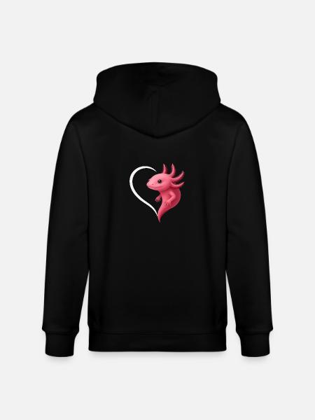 Cute Axolotl with Heart - Stanley/Stella CULTIVATOR Unisex Organic Hooded Jacket - black