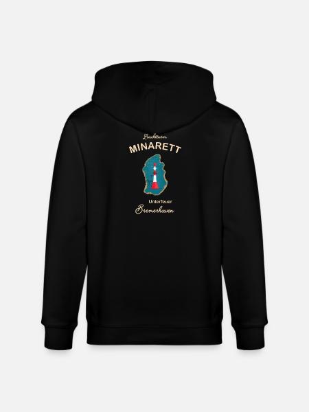 Bremerhaven, lighthouse underfire, minaret, - Stanley/Stella CULTIVATOR Unisex Organic Hooded Jacket - black