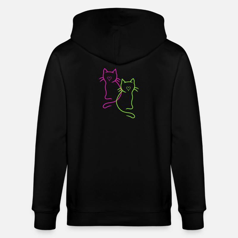 Coeur de chats rétro - Veste à capuche bio CULTIVATOR Stanley/Stella Unisexe - noir