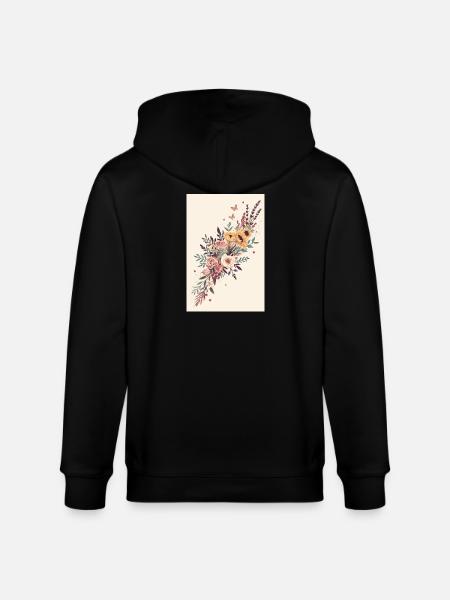 Blumenbouquet mit Schmetterlingen - Stanley/Stella Unisex Bio-Kapuzenjacke CULTIVATOR  - Schwarz