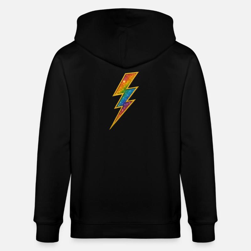 Regenbogen Blitz mit Goldrahmen - Stanley/Stella Unisex Bio-Kapuzenjacke CULTIVATOR  - Schwarz