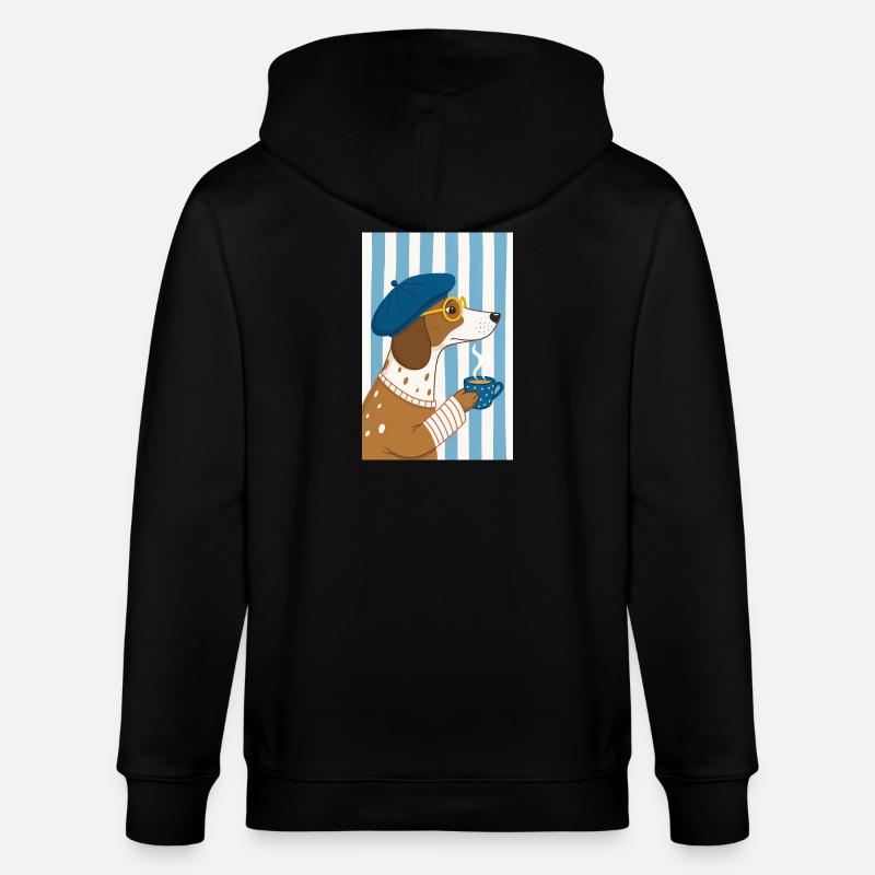 Chien chic café et béret - Veste à capuche bio CULTIVATOR Stanley/Stella Unisexe - noir