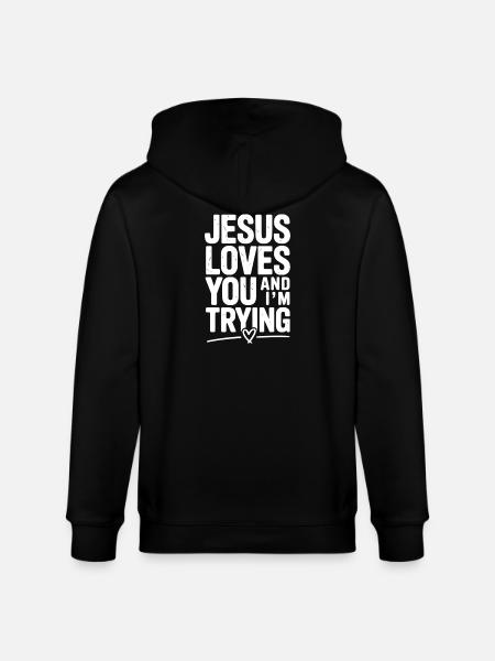 Jésus t’aime et j’essaie - Veste à capuche bio CULTIVATOR Stanley/Stella Unisexe - noir