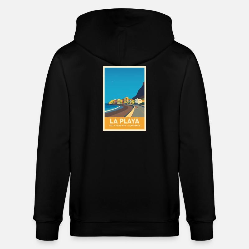 La Playa Poster Valle Gran Rey - Stanley/Stella Unisex Bio-Kapuzenjacke CULTIVATOR - Schwarz