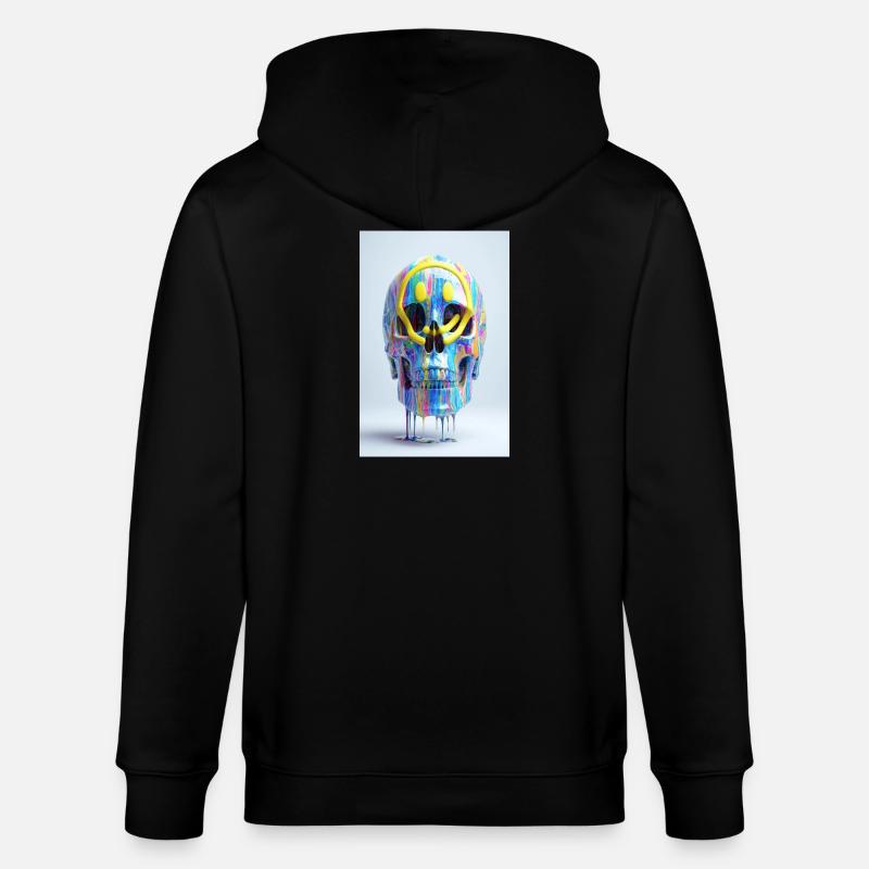 Psychedelischer Totenkopf mit Smile Brille - Stanley/Stella Unisex Bio-Kapuzenjacke CULTIVATOR  - Schwarz