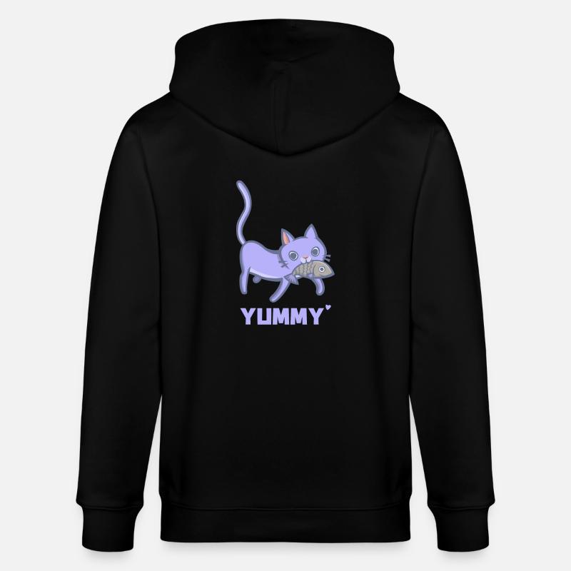 Chat et poisson - dent sucrée - Veste à capuche bio CULTIVATOR Stanley/Stella Unisexe - noir