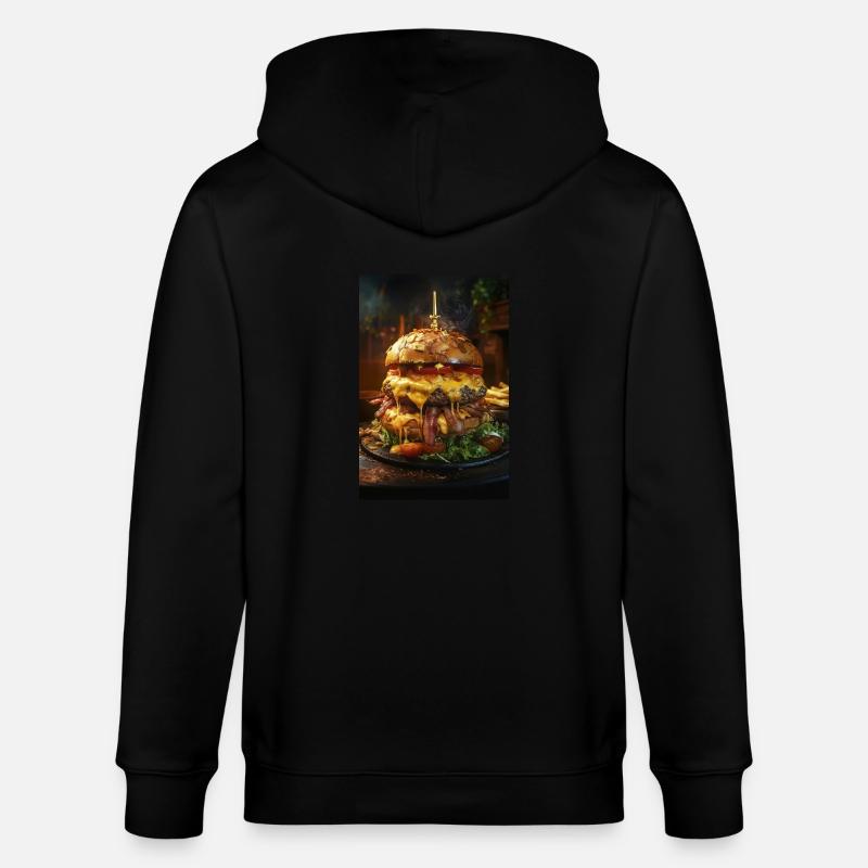 Epic Bacon Cheese Burger Stack - Stanley/Stella CULTIVATOR  Unisex Organic Hooded Jacket - black