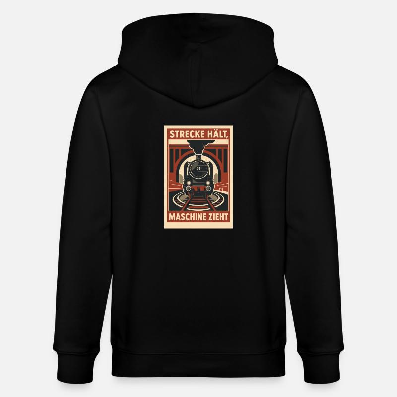 Railway Track Holds Machine Pulls - Stanley/Stella CULTIVATOR  Unisex Organic Hooded Jacket - black