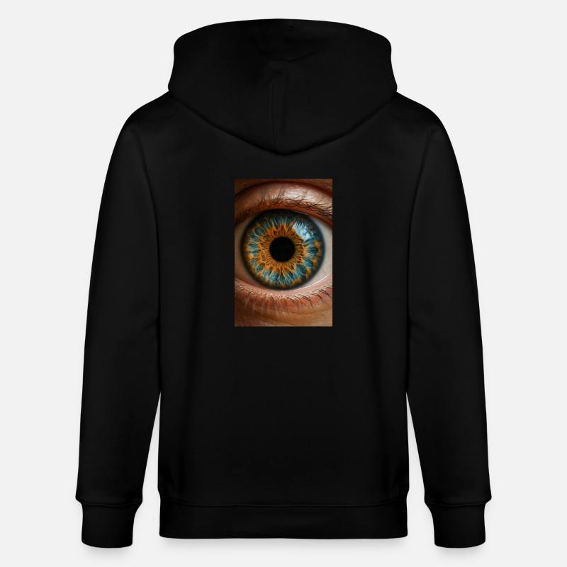 Iris bleu feu Gros plan - Veste à capuche bio CULTIVATOR Stanley/Stella Unisexe - noir