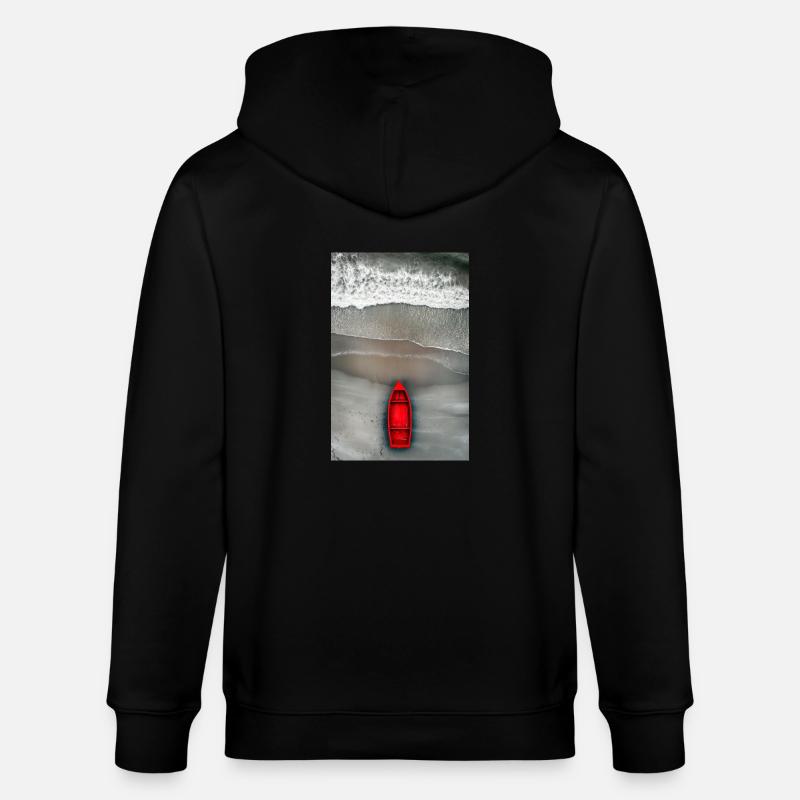 Rotes Boot am Grauen Ufer - Stanley/Stella Unisex Bio-Kapuzenjacke CULTIVATOR - Schwarz