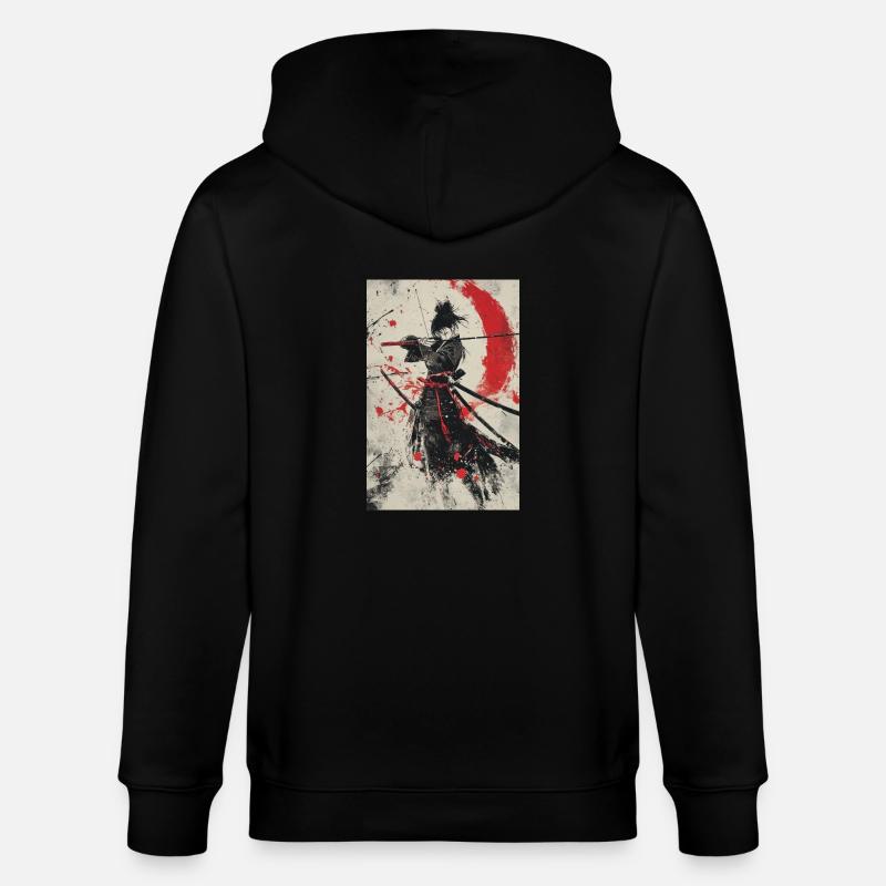 Samurai-Geist in Rot und Schwarz - Stanley/Stella Unisex Bio-Kapuzenjacke CULTIVATOR  - Schwarz
