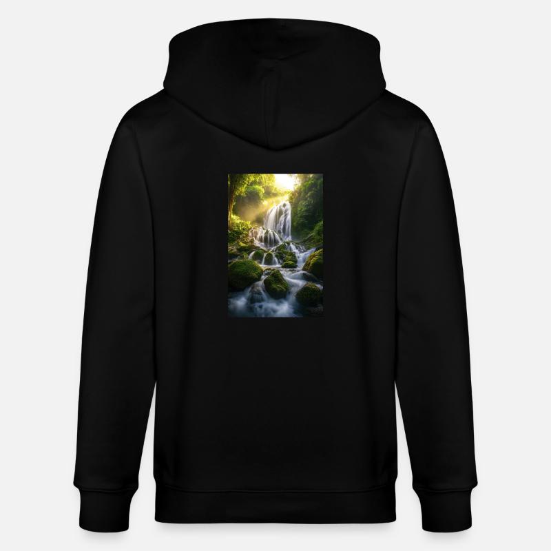 Mystischer Dschungel-Wasserfall - Stanley/Stella Unisex Bio-Kapuzenjacke CULTIVATOR  - Schwarz