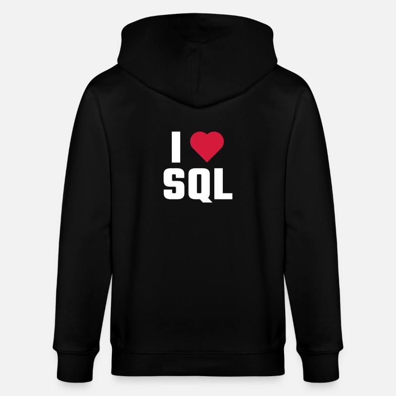 J'aime SQL - Veste à capuche bio CULTIVATOR Stanley/Stella Unisexe - noir