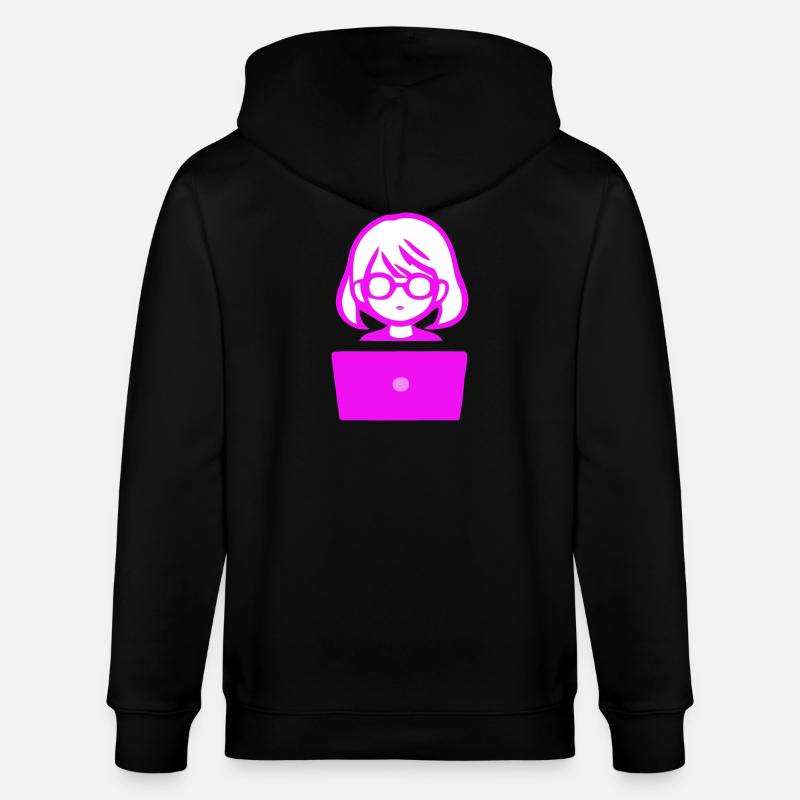 Woman with Computer Programmer Coder - Stanley/Stella CULTIVATOR  Unisex Organic Hooded Jacket - black