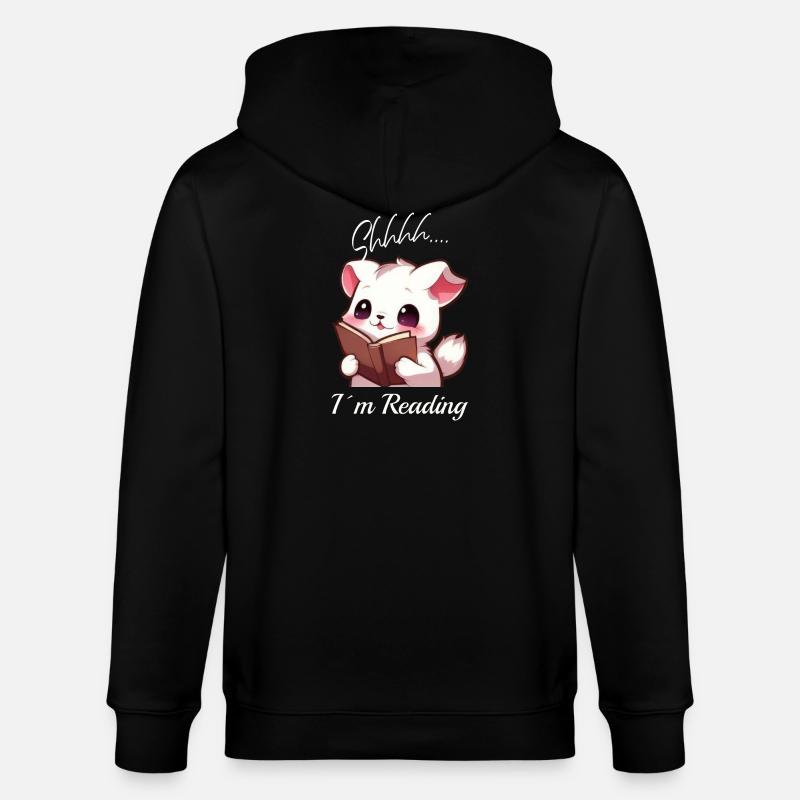 Katze mit Buch - Stanley/Stella Unisex Bio-Kapuzenjacke CULTIVATOR - Schwarz