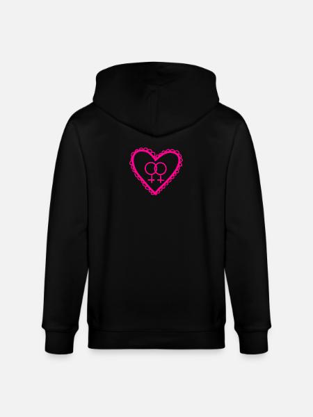 Herz der zwei Feminisymbole - Stanley/Stella Unisex Bio-Kapuzenjacke CULTIVATOR - Schwarz