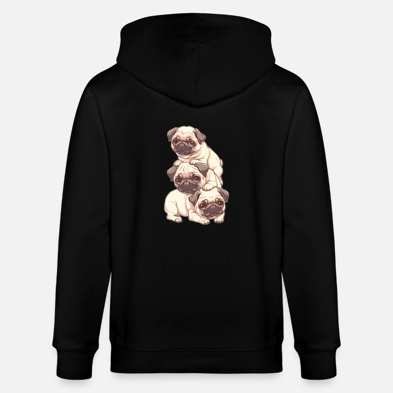 Pug Stack - Stanley/Stella CULTIVATOR  Unisex Organic Hooded Jacket - black