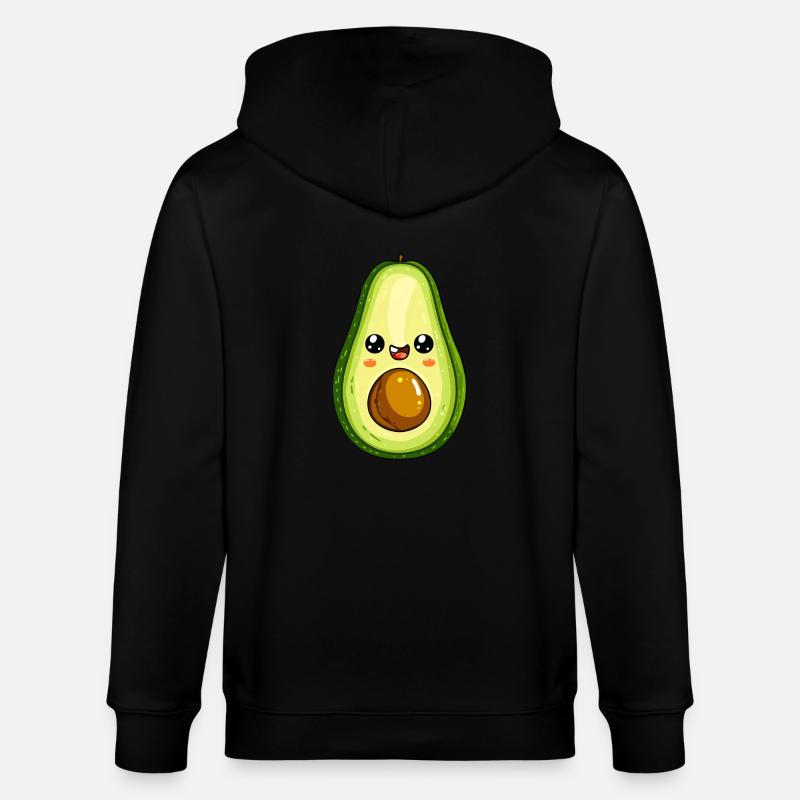 Süß Avocado mit Gesicht - Stanley/Stella Unisex Bio-Kapuzenjacke CULTIVATOR - Schwarz