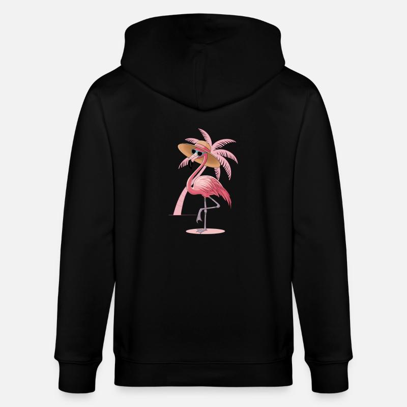 Flamingo mit Sonnenhut - Stanley/Stella Unisex Bio-Kapuzenjacke CULTIVATOR - Schwarz