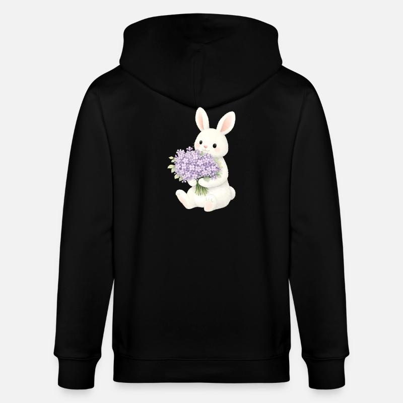 Lapin avec illustration lilas - Veste à capuche bio CULTIVATOR Stanley/Stella Unisexe - noir