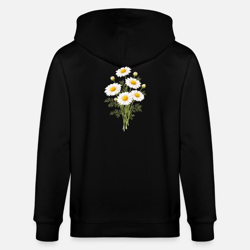 Illustration de fleurs de camomille - Veste à capuche bio CULTIVATOR Stanley/Stella Unisexe - noir