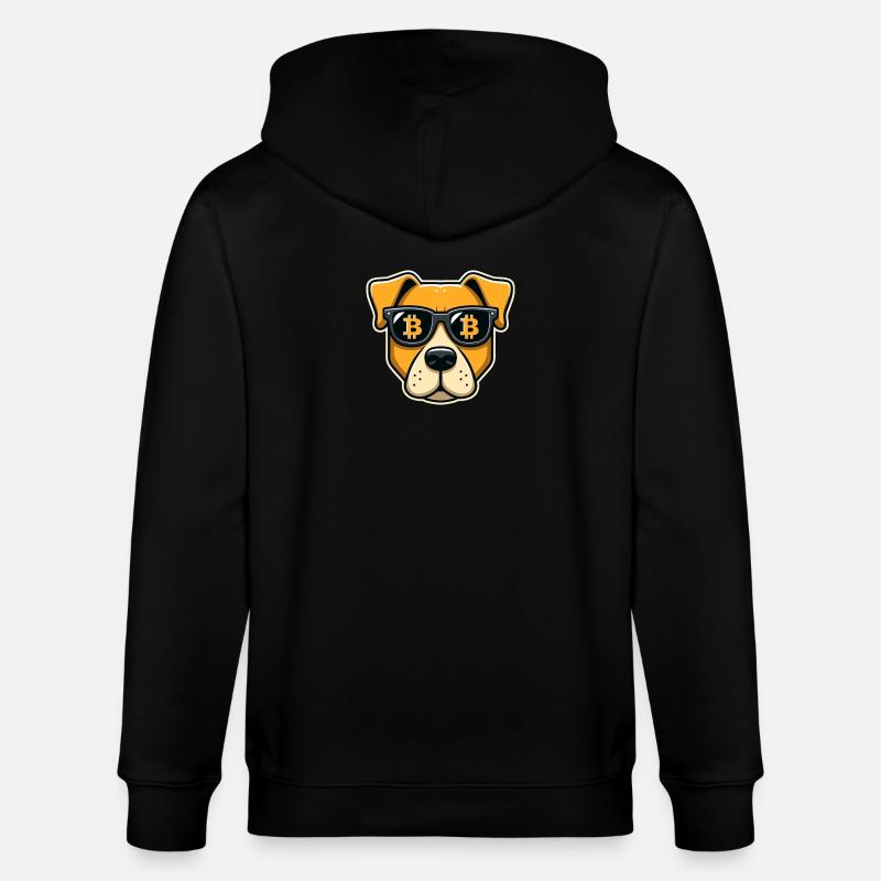 Cooler Hund mit Bitcoin Brille - Stanley/Stella Unisex Bio-Kapuzenjacke CULTIVATOR  - Schwarz