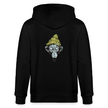 Monkey with hat - Stanley/Stella CULTIVATOR  Unisex Organic Hooded Jacket - black - Back - Anna (173cm)